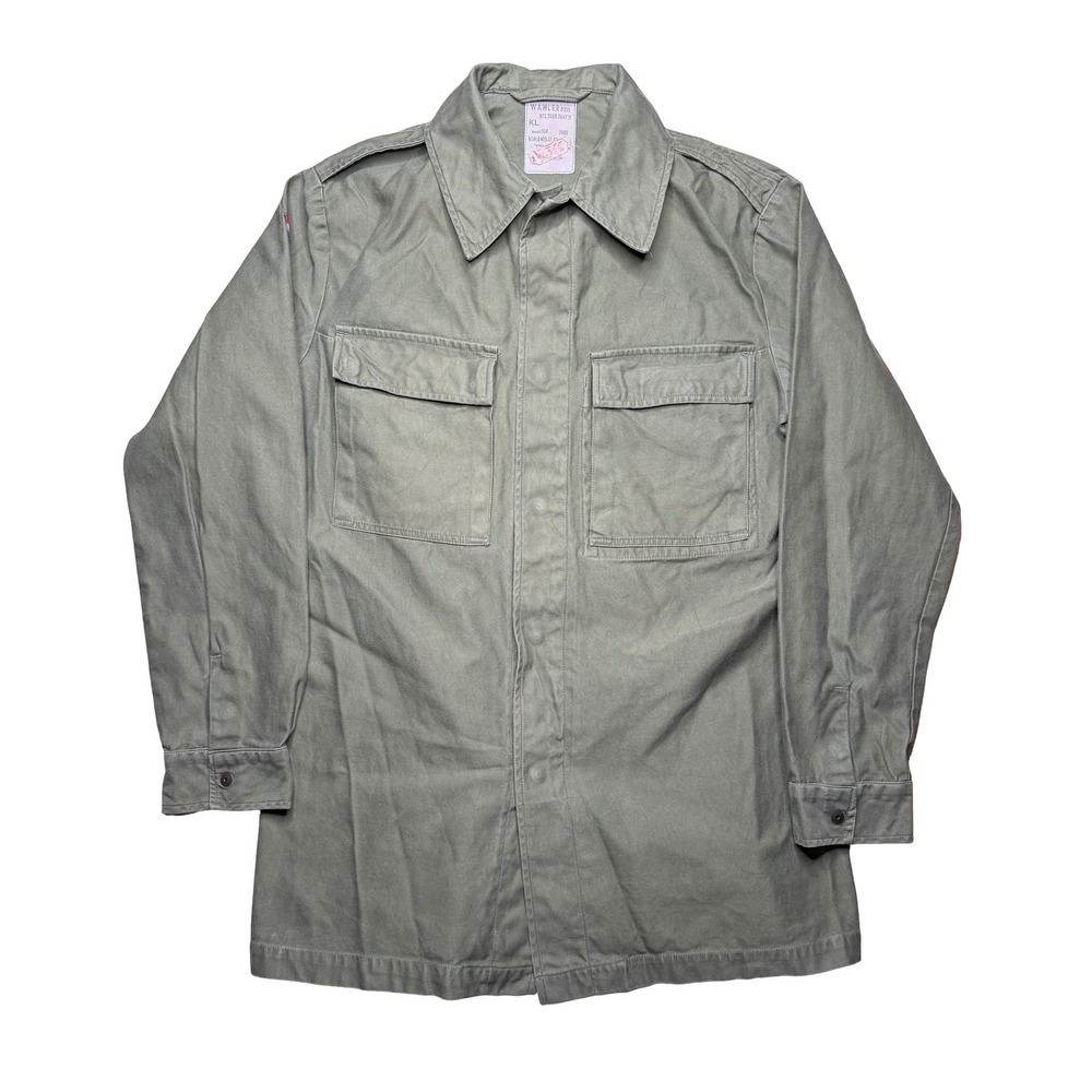 Vintage Dutch Netherlands Army military green cotton canvas button‎ shirt jacket